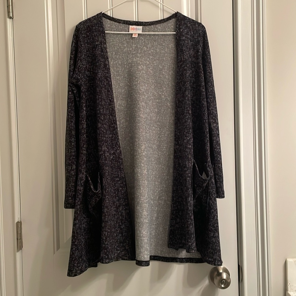 LULAROE “Caroline” Black and Gray Knit Cardigan Sweater XS
